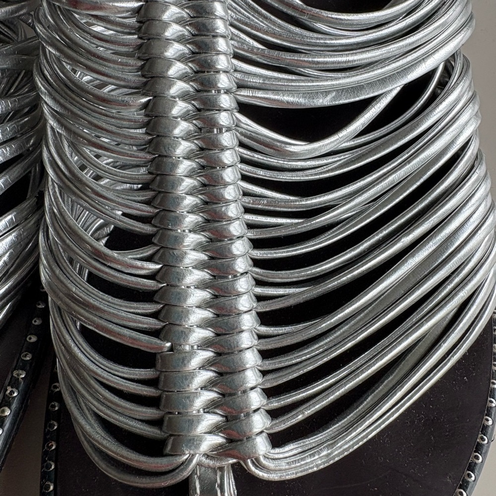 Elegant Silver Sandals with Strappy Design